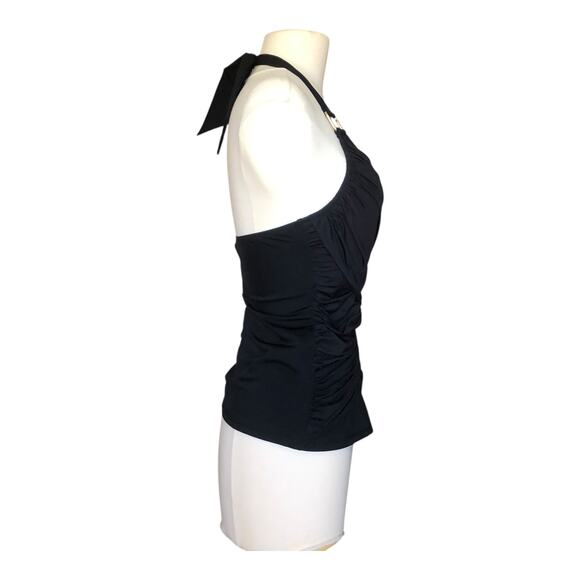 Spanx Lets Go Slimming Whittle Waistline Black Drape Tankini Sim Top Womens Sz 8 - Picture 3 of 16